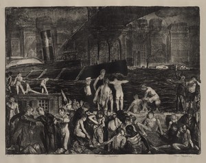 Splinter Beach by George Bellows, created 1916, in lithograph. Download this artwork as a high-resolution wallpaper for desktop, tablet, or mobile. — George Bellows Wallpaper
