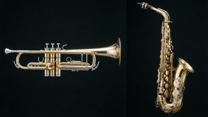 Symmetrical split of trumpet and saxophone