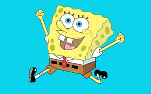 SpongeBob SquarePants jumping with arms raised in excitement. — Spongebob Squarepants The Movie Picture