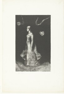 Spookbeeld by Odilon Redon, created 1893 - 1894, in chine collé; lithography. Download this artwork as a high-resolution wallpaper for desktop, tablet, or mobil — Art Picture