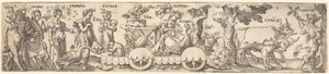 Spring by Virgilius Solis, in engraving. Download this artwork as a high-resolution wallpaper for desktop, tablet, or mobile. — Virgilius Solis Wallpaper