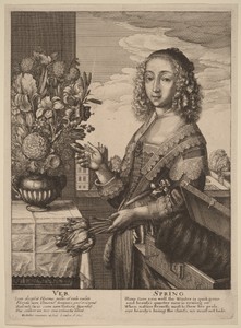 Spring by Wenceslaus Hollar, created 1641, in etching. Download this artwork as a high-resolution wallpaper for desktop, tablet, or mobile. — Wenceslaus Hollar Wallpaper