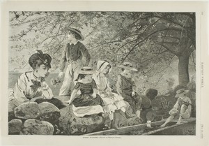 Spring Blossoms by Winslow Homer, created published May 21, 1870, in Wood engraving on buff wove paper. Download this artwork as a high-resolution wallpaper for — Illustration Wallpaper