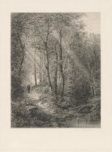 Spring by Eduard Willmann, created 1871, in etching on chine collé. Download this artwork as a high-resolution wallpaper for desktop, tablet, or mobile. — Eduard Willmann Wallpaper