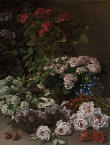 Spring Flowers by Claude Monet, created 1864, in oil on canvas. Download this artwork as a high-resolution wallpaper for desktop, tablet, or mobile.