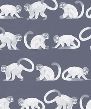 Tapete mit sich wiederholenden weißen Affenillustrationen auf grauem Hintergrund. — Grey Squirrel Wallpaper