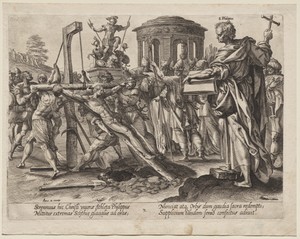 St. Philippus by Hendrick Goltzius, created c. 1578, in engraving. Download this artwork as a high-resolution wallpaper for desktop, tablet, or mobile. — Art Picture
