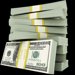 Tall stacks of $100 US dollar bills against a black background. — Cool Money Picture