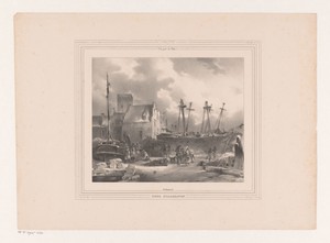Stadshaven by Carel Christiaan Antony Last, created 1837 - 1840, in paper; lithography. Download this artwork as a high-resolution wallpaper for desktop, tablet — Travel Background
