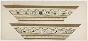 Stag and Flower Pattern Frame (side frame section) by Theodore Roussel, created 1897–99, in Etching and soft ground in yellow-brown metallic and black on ivory — Illustration Background