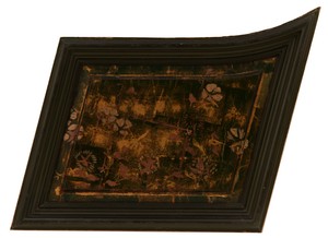 Staircase panel by James McNeill Whistler, created 1876, in Oil paint and metal leaf on wood. Download this artwork as a high-resolution wallpaper for desktop, — James McNeill Whistler Wallpaper