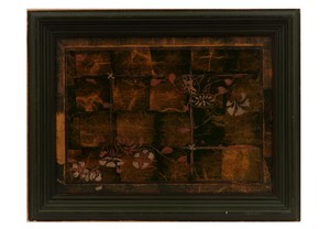 Staircase panel by James McNeill Whistler, created 1876, in Oil paint and metal leaf on wood. Download this artwork as a high-resolution wallpaper for desktop, — James McNeill Whistler Wallpaper