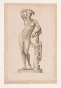 Standbeeld van Apollo by Jean Théodore Joseph Linnig, created 1839, in cardboard; paper; plakken; engraving. Download this artwork as a high-resolution wallpape — Jean Théodore Joseph Linnig Wallpaper