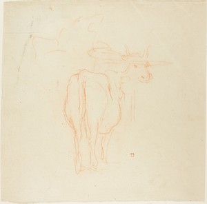 Standing Cattle by Charles-François Daubigny, created n.d., in Red chalk on tan laid paper. Download this artwork as a high-resolution wallpaper for desktop, ta — Illustration Wallpaper