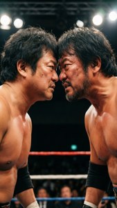 Minoru Suzuki en un intenso duelo de miradas con un oponente