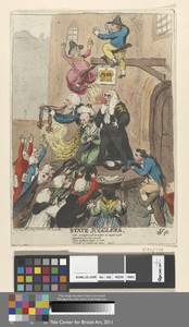 State-Jugglers by James Sayers, in Etching, hand-colored. Download this artwork as a high-resolution wallpaper for desktop, tablet, or mobile. — Art Picture