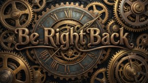 Steampunk-Overlay mit Zahnrädern und metallischem Text