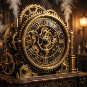 Et 6K steampunk nærbilde av messinggir og urverksmekanismer