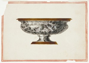 Stone Basin by Giuseppe Grisoni, created n.d., in Gouache with traces of gold paint, over black chalk, on ivory laid paper. Download this artwork as a high-reso — Giuseppe Grisoni Wallpaper