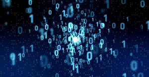 Floating binary digits in a glowing blue digital space.