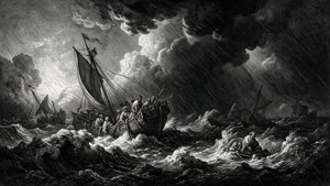 Monokrom tolkning av Rembrandts stormscen