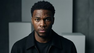Jaylen Brown i en high fashion studio fotoshoot