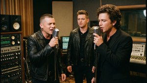 NKOTB enregistre dans un studio vintage avec des microphones
