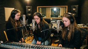Girls Band Cry registra in un ambiente di studio professionale