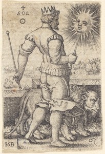 Sun by Hans Sebald Beham, created 1539, in engraving. Download this artwork as a high-resolution wallpaper for desktop, tablet, or mobile. — Art Picture