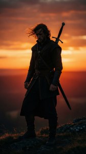 Silhuet af Julius Juukulius ved solnedgang, der formidler en melankolsk stemning.