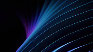 Dynamic blue and purple light beams curve across a dark background. — Vulgar Wallpaper