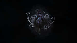 Fantasy warrior surrounded by glowing energy in a dark void.