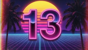 Retro 80'er synthwave nummer 13 tapet.