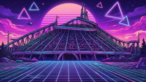 Space Mountain in a retro synthwave style with neon colors — Space Mountain Wallpaper