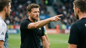 Kacper Przybylko zeigt und dirigiert Teamkollegen während eines Spiels