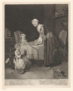Tafelgebed by Johann Jacob Haid, created 1761 - 1767, in paper; etching; mezzotint. Download this artwork as a high-resolution wallpaper for desktop, tablet, or
