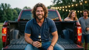 Bailey Zimmerman si gode una festa di tailgate al crepuscolo