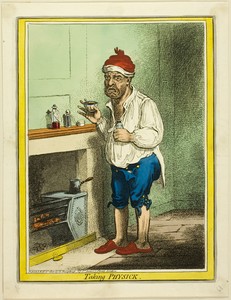 Taking Physick by James Gillray, created published February 6, 1800, in Hand-colored etching on paper. Download this artwork as a high-resolution wallpaper for — James Gillray Wallpaper