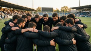 Lucas Zelarayan versammelt sich mit seinen Teamkollegen vor dem Spiel.