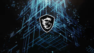 White dragon logo surrounded by glowing blue digital lines on black background. — Chuck Wallpaper