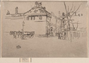 Temple by James McNeill Whistler, created 1886, in etching. Download this artwork as a high-resolution wallpaper for desktop, tablet, or mobile. — Art Picture
