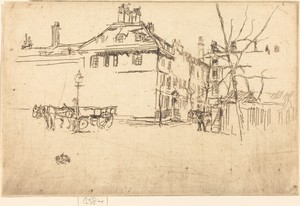 Temple by James McNeill Whistler, created c. 1880/1881, in etching on laid paper. Download this artwork as a high-resolution wallpaper for desktop, tablet, or m — James McNeill Whistler Wallpaper
