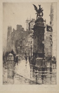 Temple Bar by Joseph Pennell, created 1885, in etching with drypoint on Japanese paper. Download this artwork as a high-resolution wallpaper for desktop, tablet