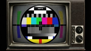 Klassisk tv-testmönster tapet med färgfält och ram