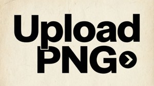 Typografi tapet med 'Upload PNG' text och pil på papperstextur.