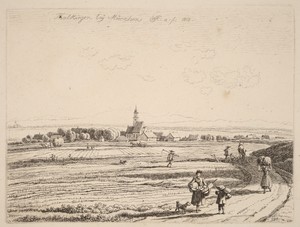 Thalkirchen by Wilhelm Alexander Wolfgang von Kobell, created 1818, in etching on laid paper. Download this artwork as a high-resolution wallpaper for desktop, — Art Wallpaper