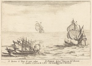 The Attack by Jacques Callot, created 1617, in etching on laid paper. Download this artwork as a high-resolution wallpaper for desktop, tablet, or mobile.