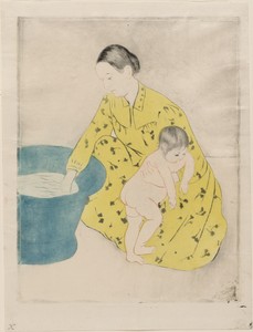 The Bath by Mary Cassatt, created 1890-1891, in color drypoint, softground etching, and aquatint on Japanese paper. Download this artwork as a high-resolution w — Mary Cassatt Wallpaper