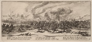 The Battle by Gerrit van Schagen, created c. 1642/1680, in etching and engraving on laid paper. Download this artwork as a high-resolution wallpaper for desktop — Gerrit van Schagen Wallpaper