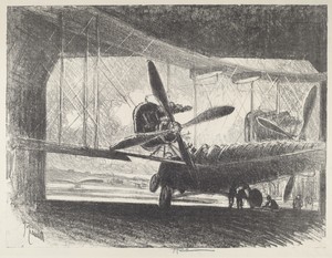 The Big Bug by Joseph Pennell, created 1916, in lithograph. Download this artwork as a high-resolution wallpaper for desktop, tablet, or mobile. — Joseph Pennell Wallpaper